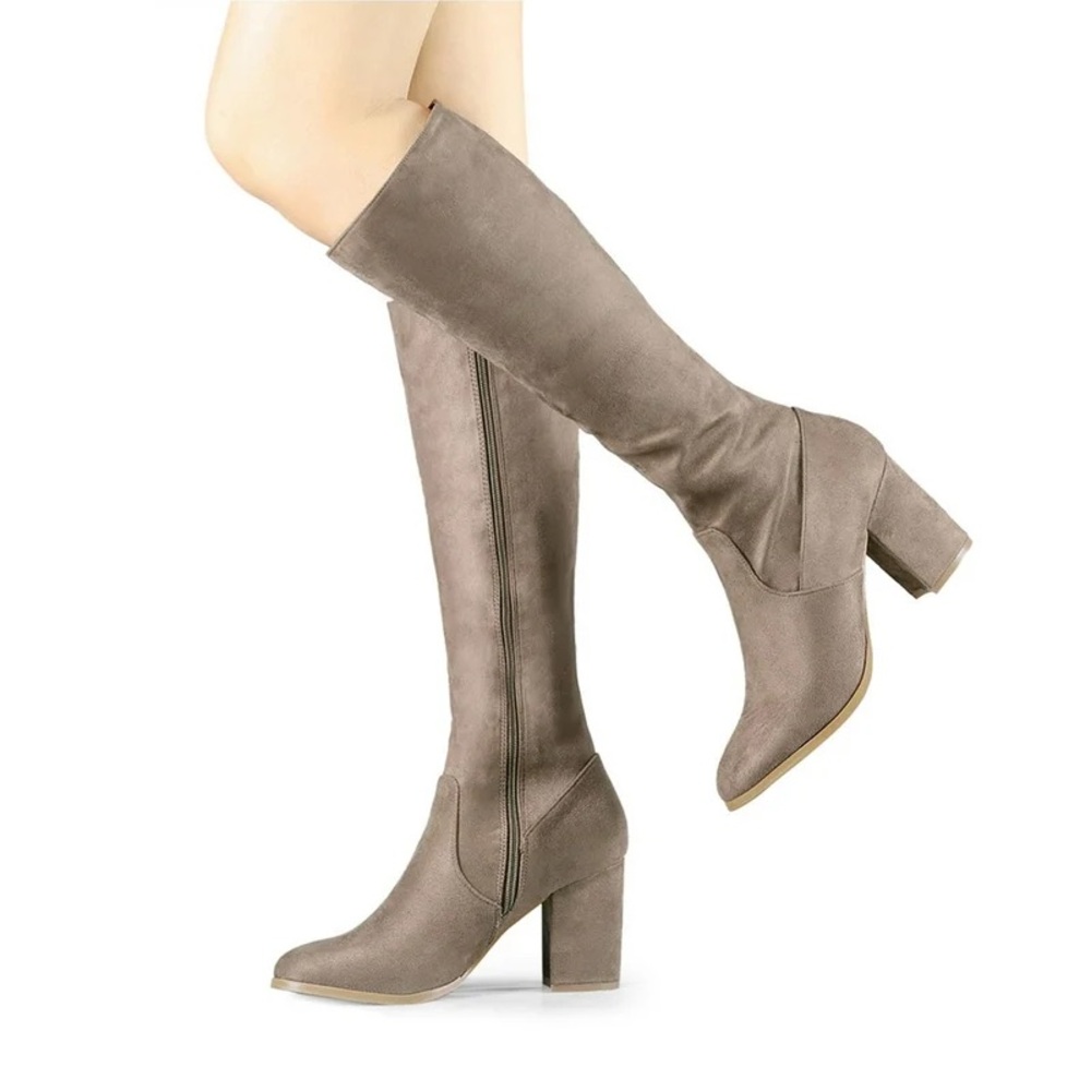 Liz Claiborne Taupe Over-the-Knee Block Heel Boots